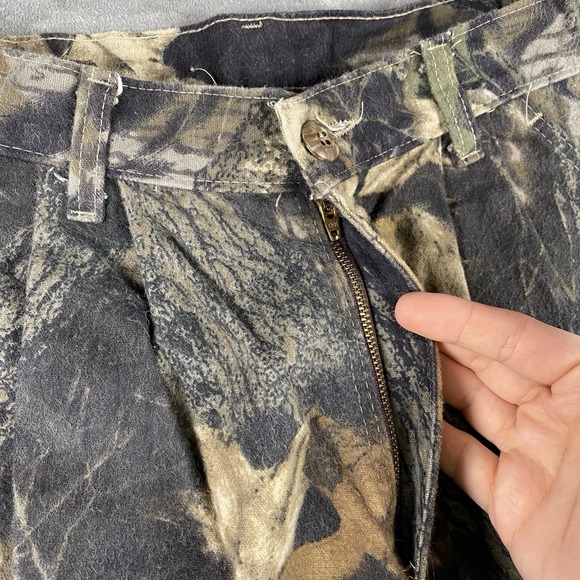 Vintage Mossy Oak Pants Mens Size M Break Up Camo Pleated Chamois Hunting USA - Picture 7 of 14